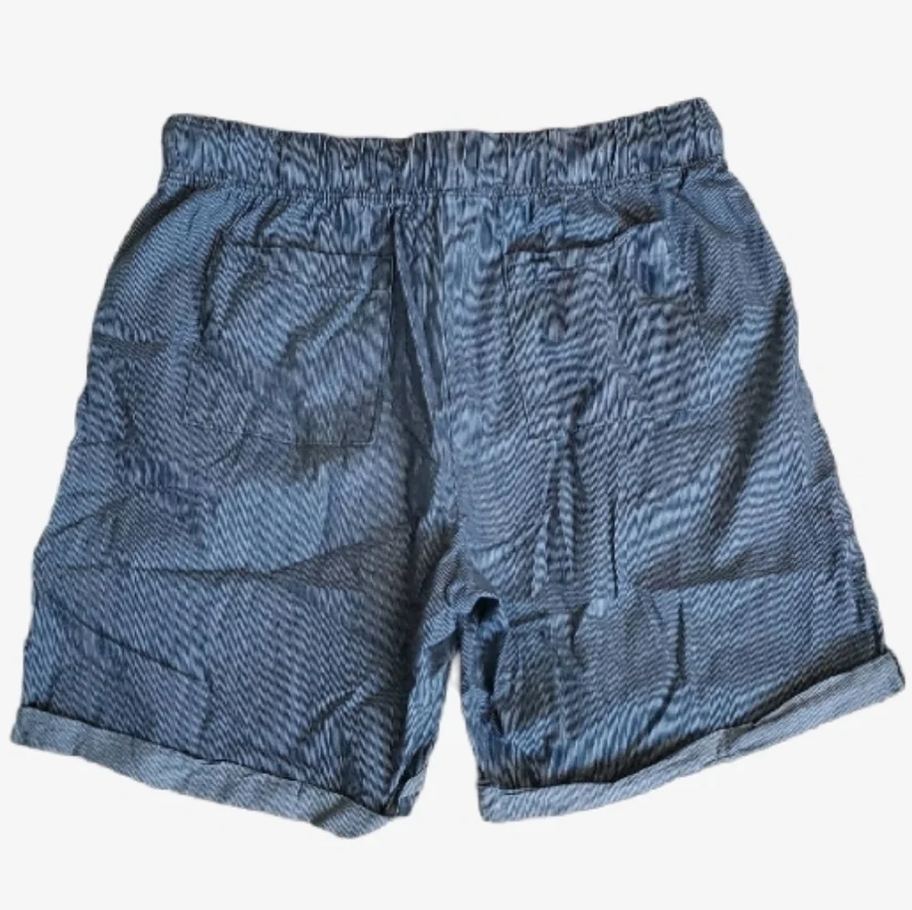 Anthropologie Navy Blue and White Striped High Waisted Cuffed Shorts - Picture 3 of 4